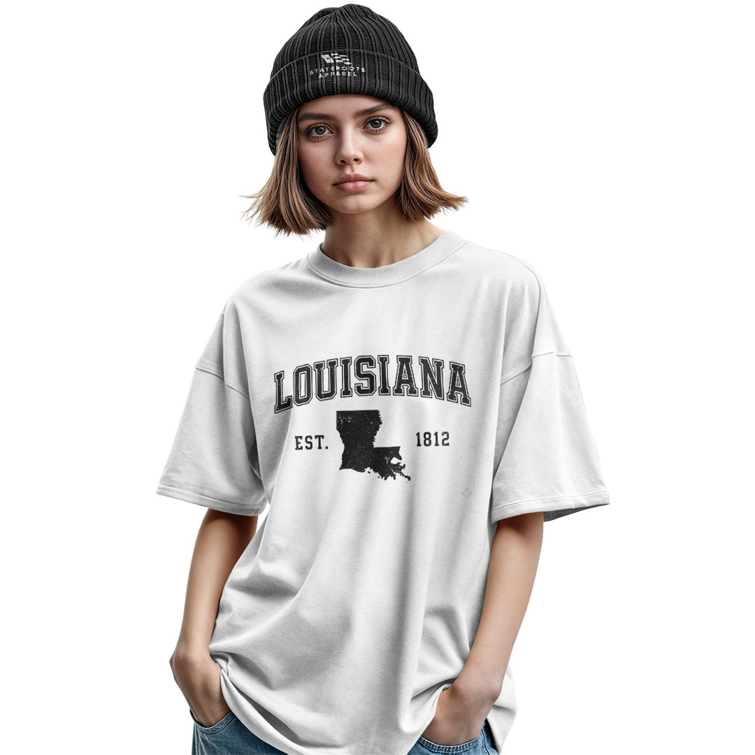 Louisiana Est 1812 Collegiate T-Shirt | Varsity Tee - Military Green #2