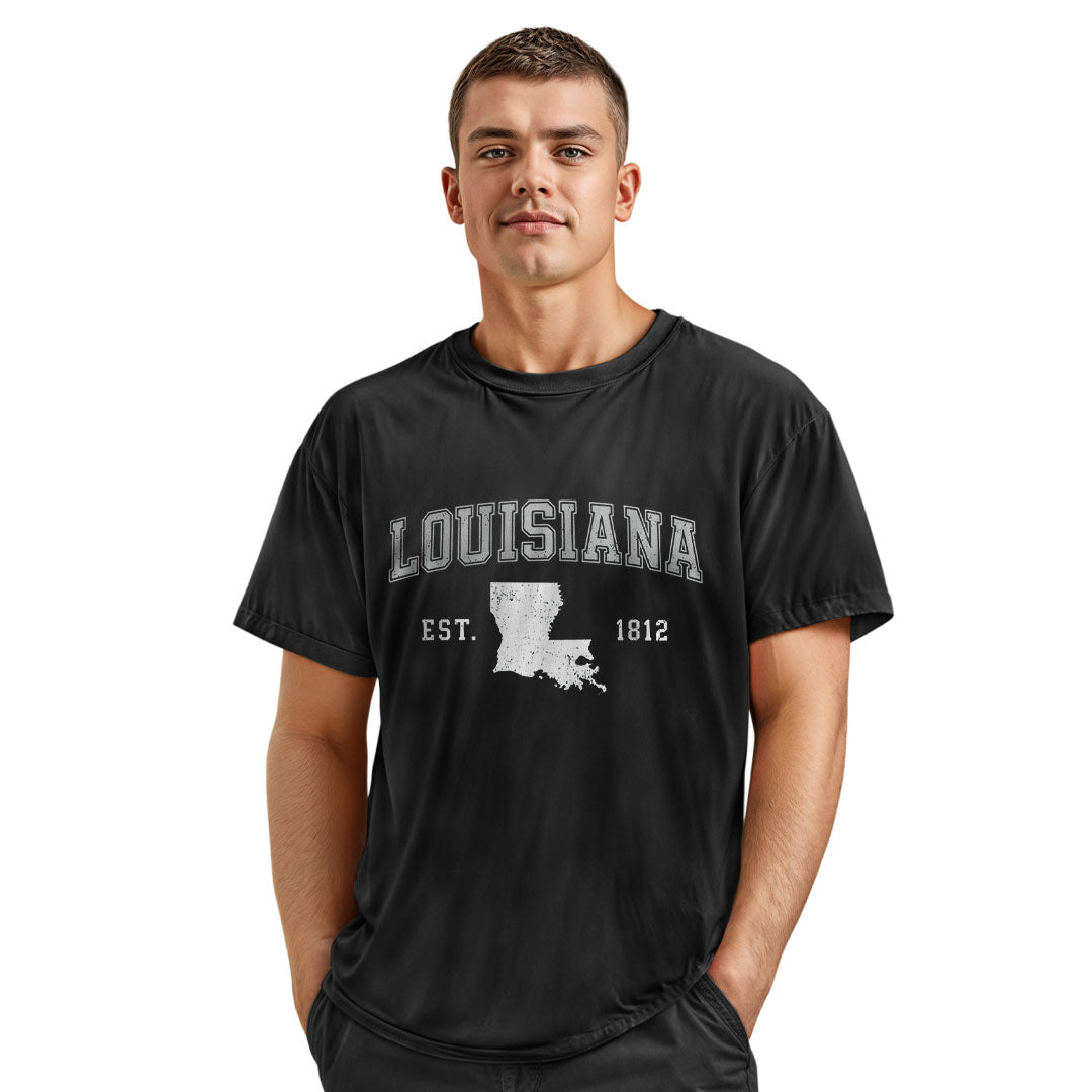 Louisiana Est 1812 Collegiate T-Shirt | Varsity Tee - Navy #2