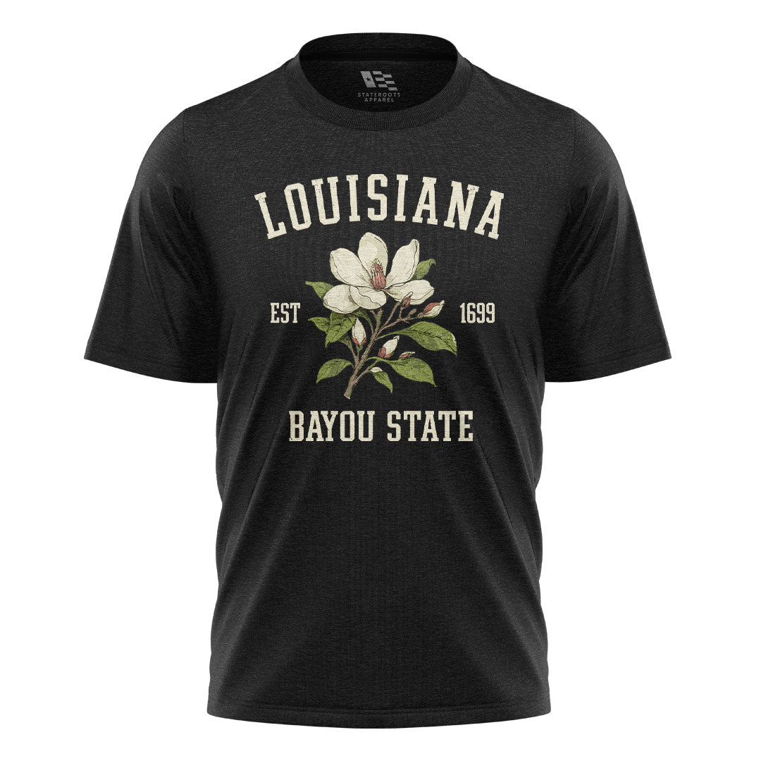 Louisiana Magnolia Bayou State 1699 T-Shirt | Tee - Black #1