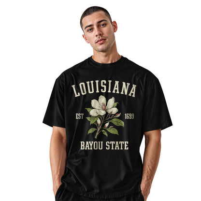Louisiana Magnolia Bayou State 1699 T-Shirt | Tee - Black #2