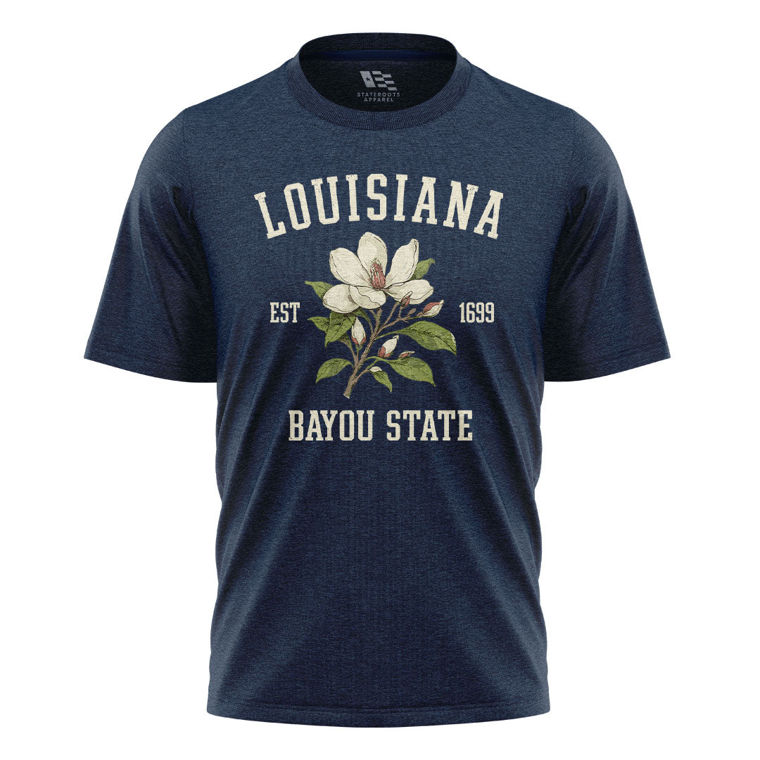 Louisiana Magnolia Bayou State 1699 T-Shirt | Tee - Navy #1