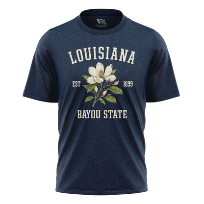 Louisiana Magnolia Bayou State 1699 T-Shirt | Tee - Navy #1