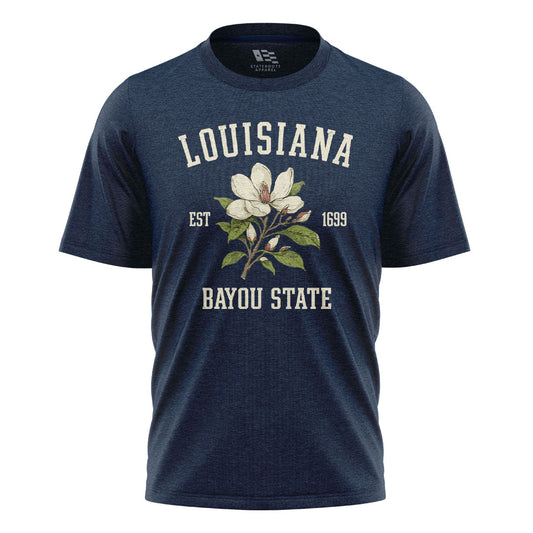 Louisiana Magnolia Bayou State 1699 T-Shirt | Tee - Navy #1