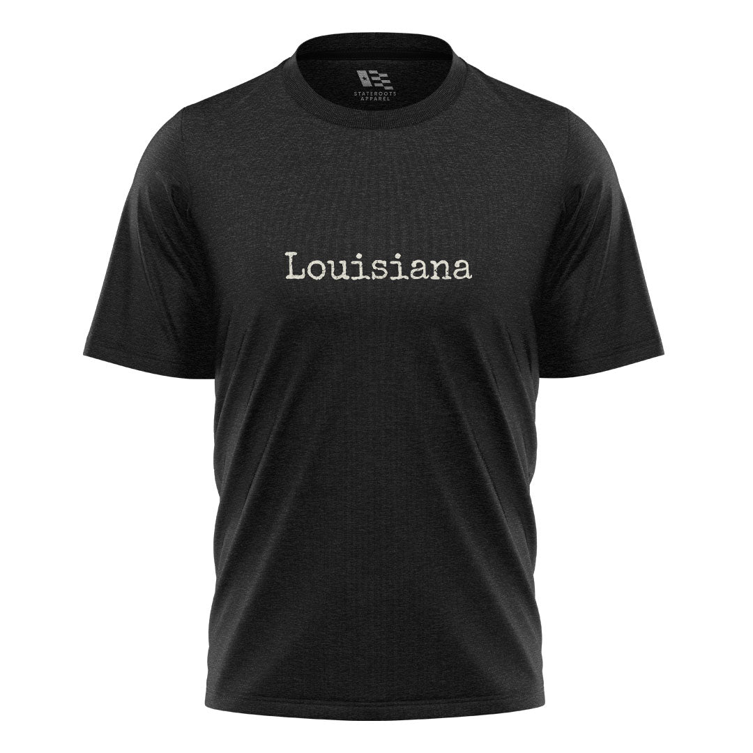 Louisiana Minimalist Typewriter T-Shirt | Simple Tee - Black #1