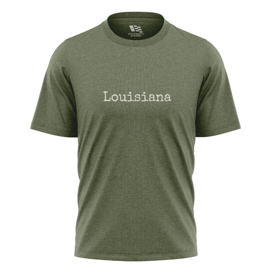 Louisiana Minimalist Typewriter T-Shirt | Simple Tee - Military Green #1