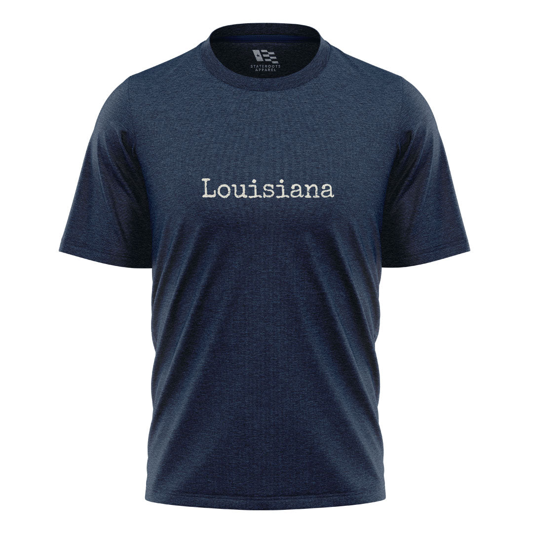 Louisiana Minimalist Typewriter T-Shirt | Simple Tee - Navy #1