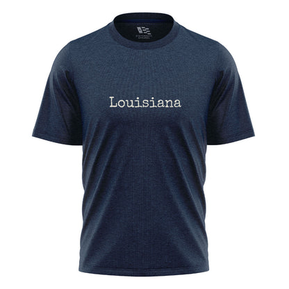 Louisiana Minimalist Typewriter T-Shirt | Simple Tee - Navy #1