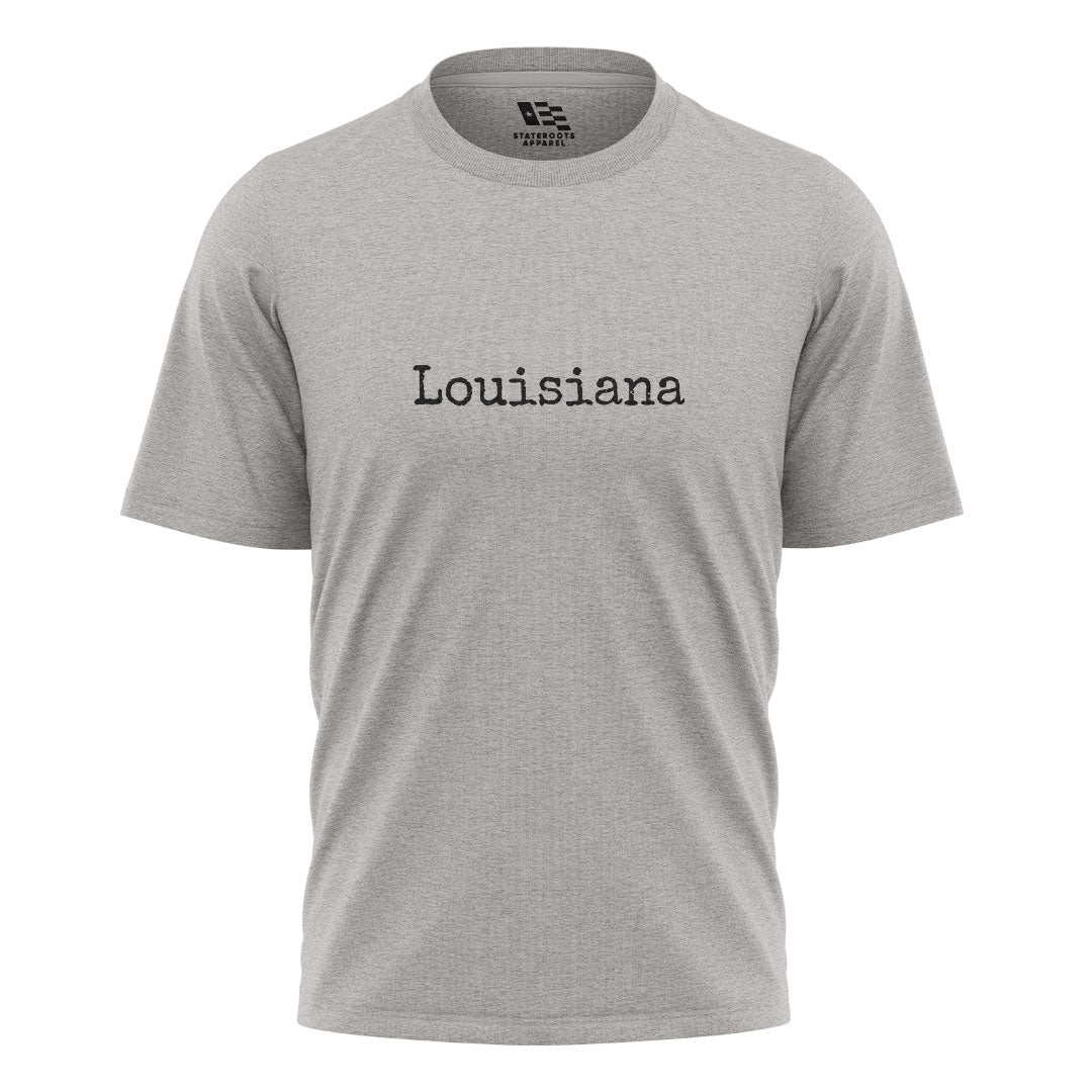 Louisiana Minimalist Typewriter T-Shirt | Simple Tee - Sport Grey #1