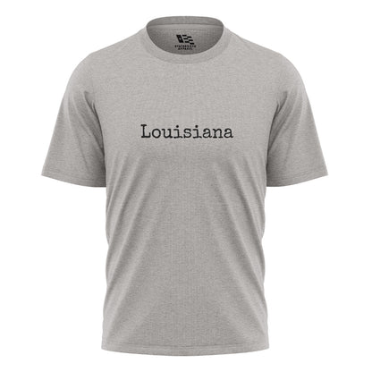 Louisiana Minimalist Typewriter T-Shirt | Simple Tee - Sport Grey #1