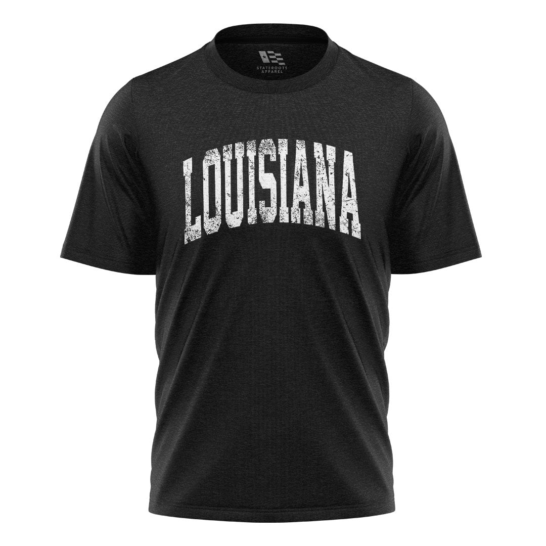 Louisiana Varsity Arch Collegiate T-Shirt | Vintage Tee - Black #1