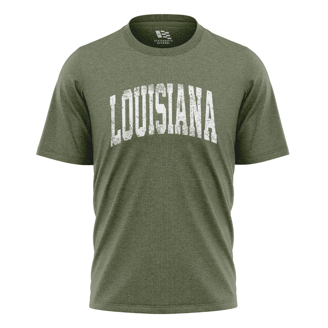 Louisiana Varsity Arch Collegiate T-Shirt | Vintage Tee - Military Green #1