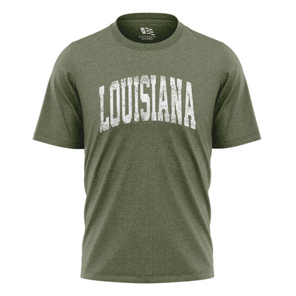 Louisiana Varsity Arch Collegiate T-Shirt | Vintage Tee - Military Green #1