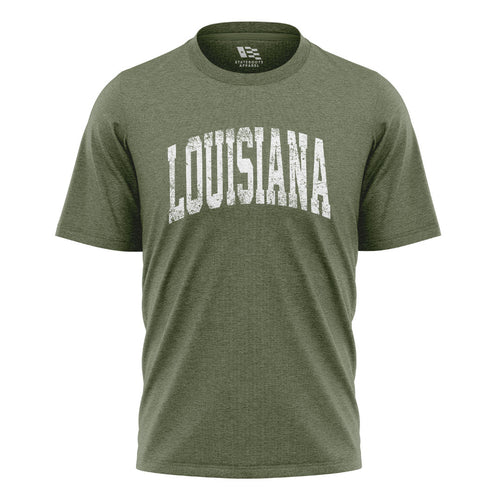 Louisiana Varsity Arch Collegiate T-Shirt | Vintage Tee - Military Green #1