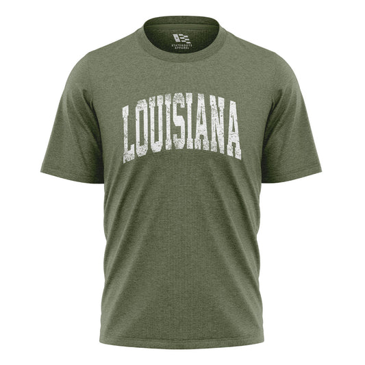 Louisiana Varsity Arch Collegiate T-Shirt | Vintage Tee - Military Green #1