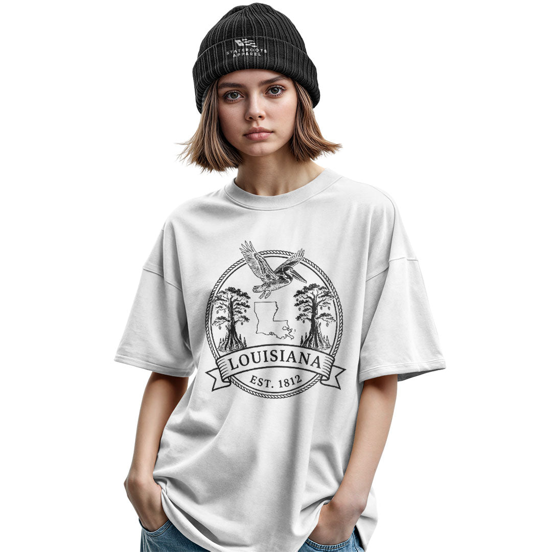 Louisiana Vintage Crest Badge T-Shirt | Pelican Tee - Military Green #2