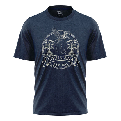 Louisiana Vintage Crest Badge T-Shirt | Pelican Tee - Navy #1