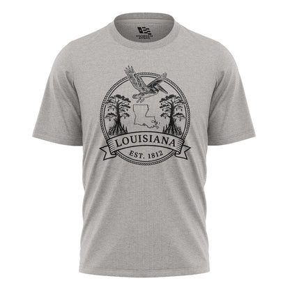 Louisiana Vintage Crest Badge T-Shirt | Pelican Tee - Sport Grey #1