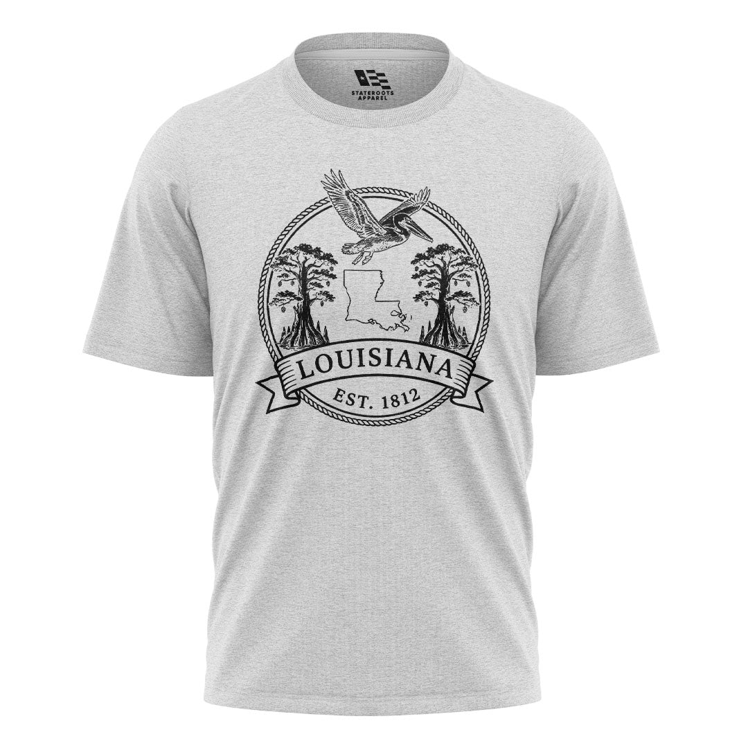 Louisiana Vintage Crest Badge T-Shirt | Pelican Tee - White #1