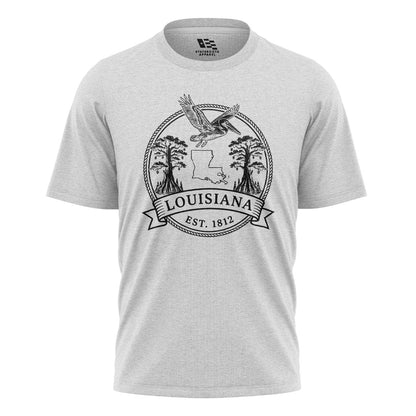 Louisiana Vintage Crest Badge T-Shirt | Pelican Tee - White #1