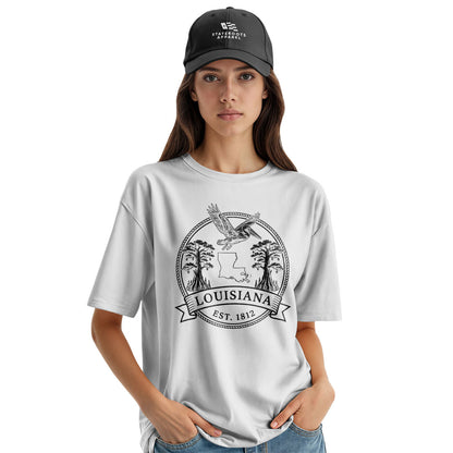 Louisiana Vintage Crest Badge T-Shirt | Pelican Tee - White #2
