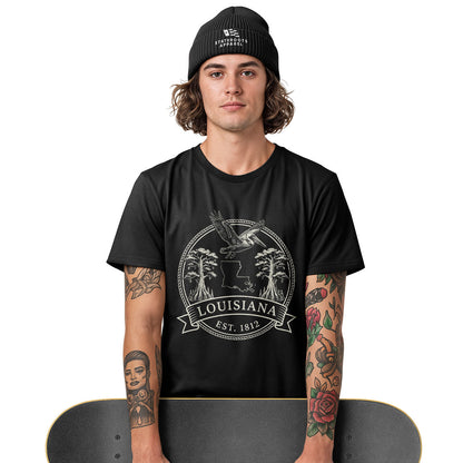 Louisiana Vintage Crest Badge T-Shirt | Pelican Tee - White #3