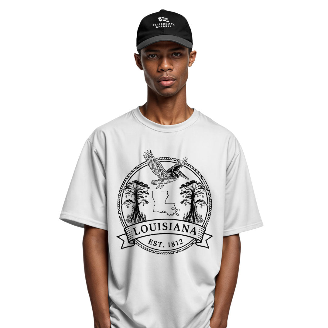 Louisiana Vintage Crest Badge T-Shirt | Pelican Tee - White #4
