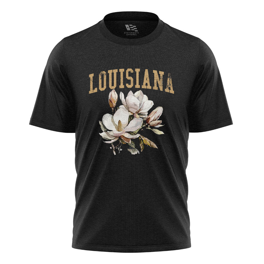 Louisiana Watercolor Magnolia Bouquet T-Shirt | Tee - Black #1