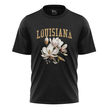 Louisiana Watercolor Magnolia Bouquet T-Shirt | Tee - Black #1