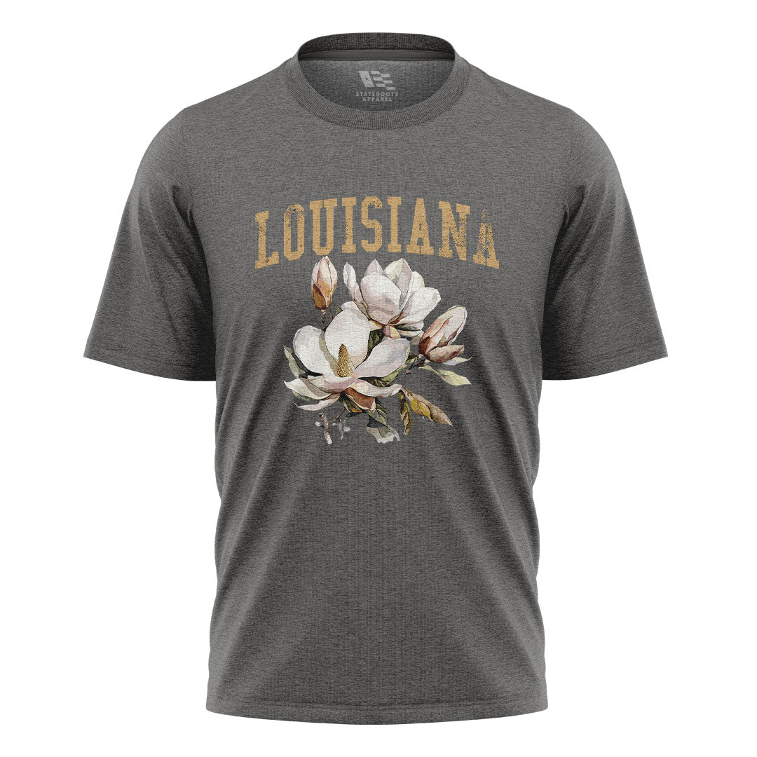 Louisiana Watercolor Magnolia Bouquet T-Shirt | Tee - Charcoal #1