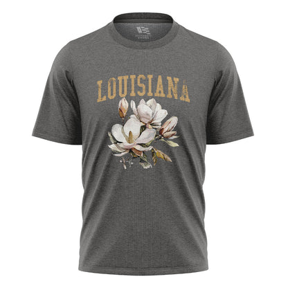 Louisiana Watercolor Magnolia Bouquet T-Shirt | Tee - Charcoal #1