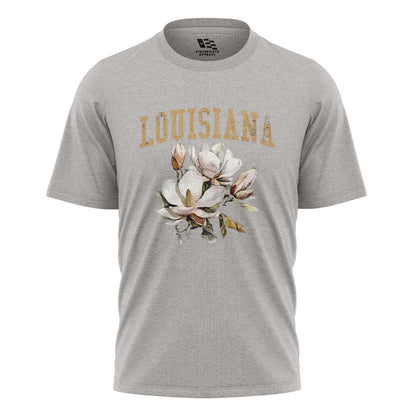 Louisiana Watercolor Magnolia Bouquet T-Shirt | Tee - Sport Grey #1