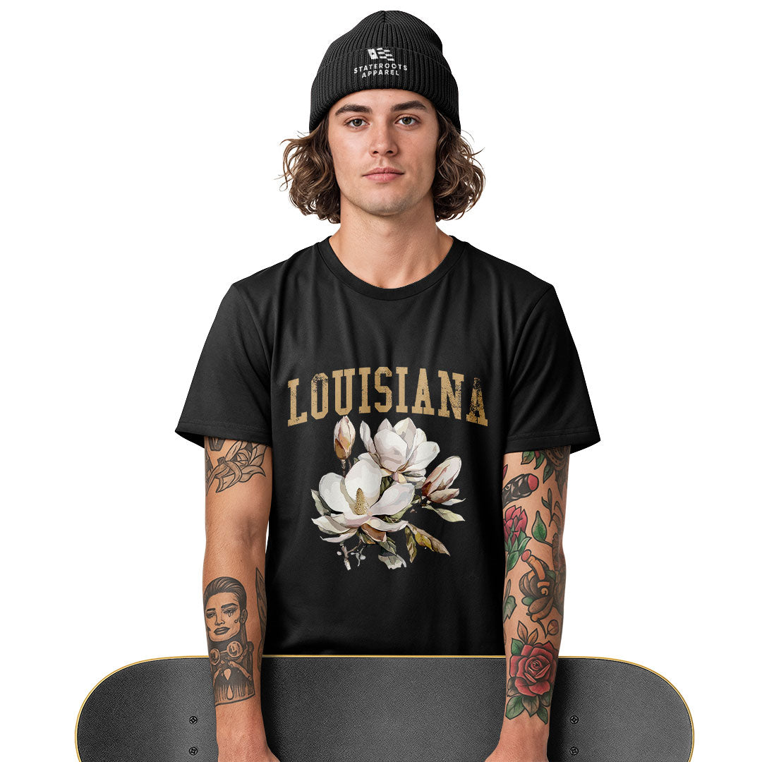 Louisiana Watercolor Magnolia Bouquet T-Shirt | Tee - White #3