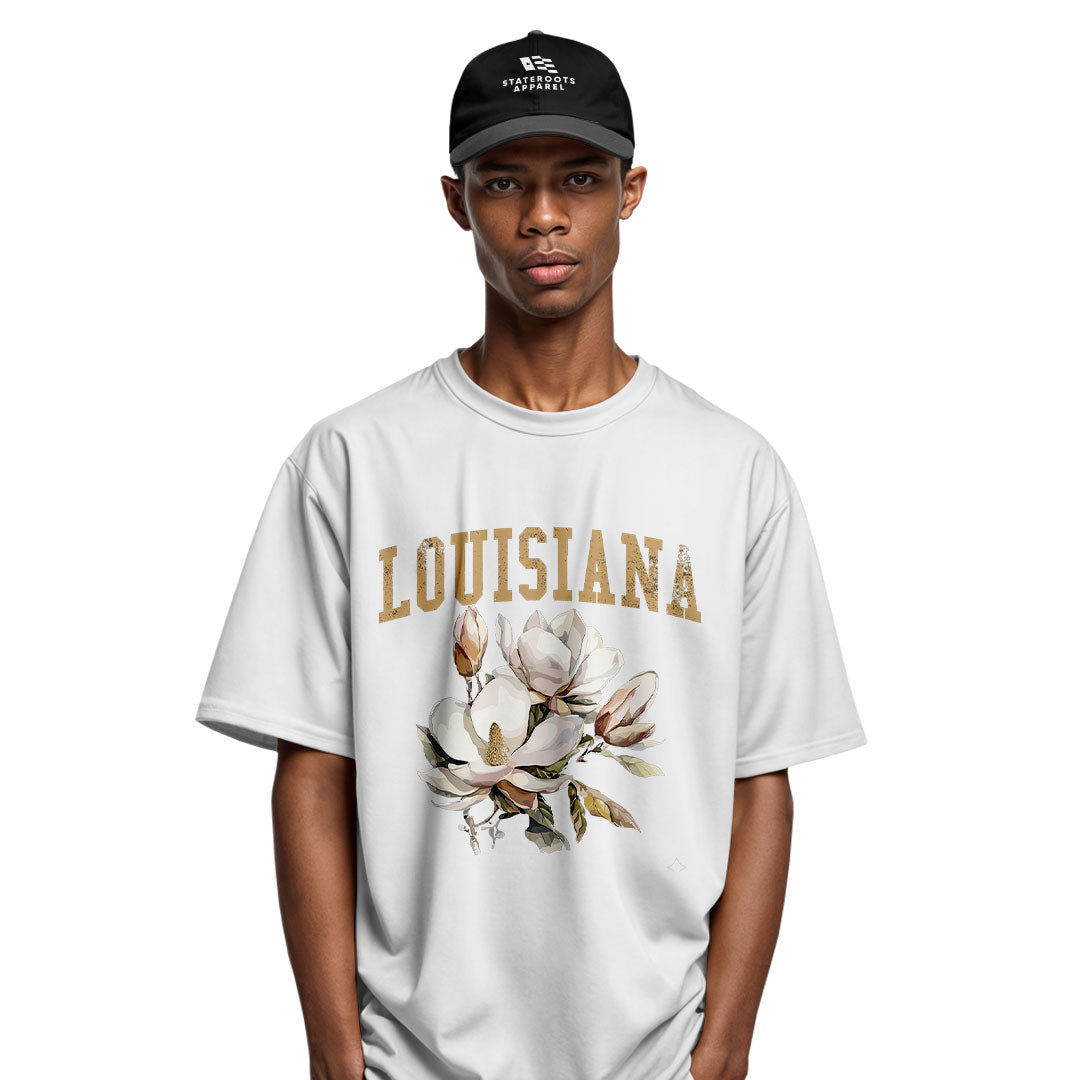 Louisiana Watercolor Magnolia Bouquet T-Shirt | Tee - White #4