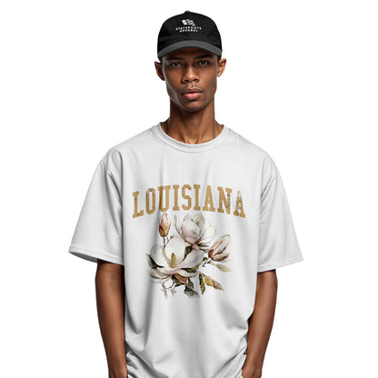 Louisiana Watercolor Magnolia Bouquet T-Shirt | Tee - White #4
