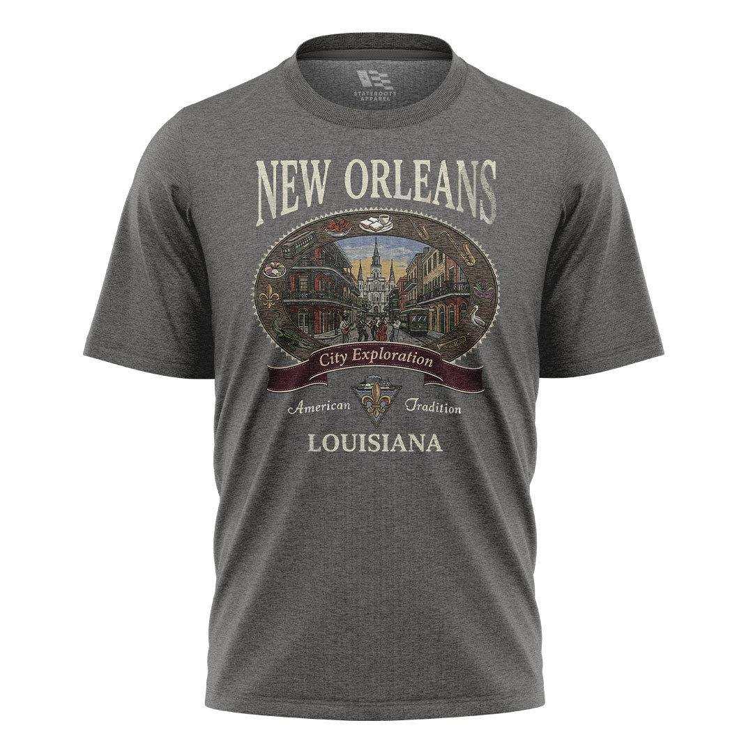 New Orleans French Quarter T-Shirt | City Explore Tee - Charcoal #1