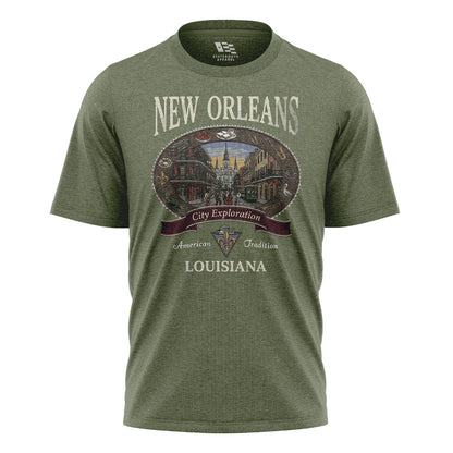 New Orleans French Quarter T-Shirt | City Explore Tee - Military Green #1