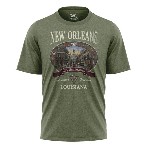 New Orleans French Quarter T-Shirt | City Explore Tee - Military Green #1