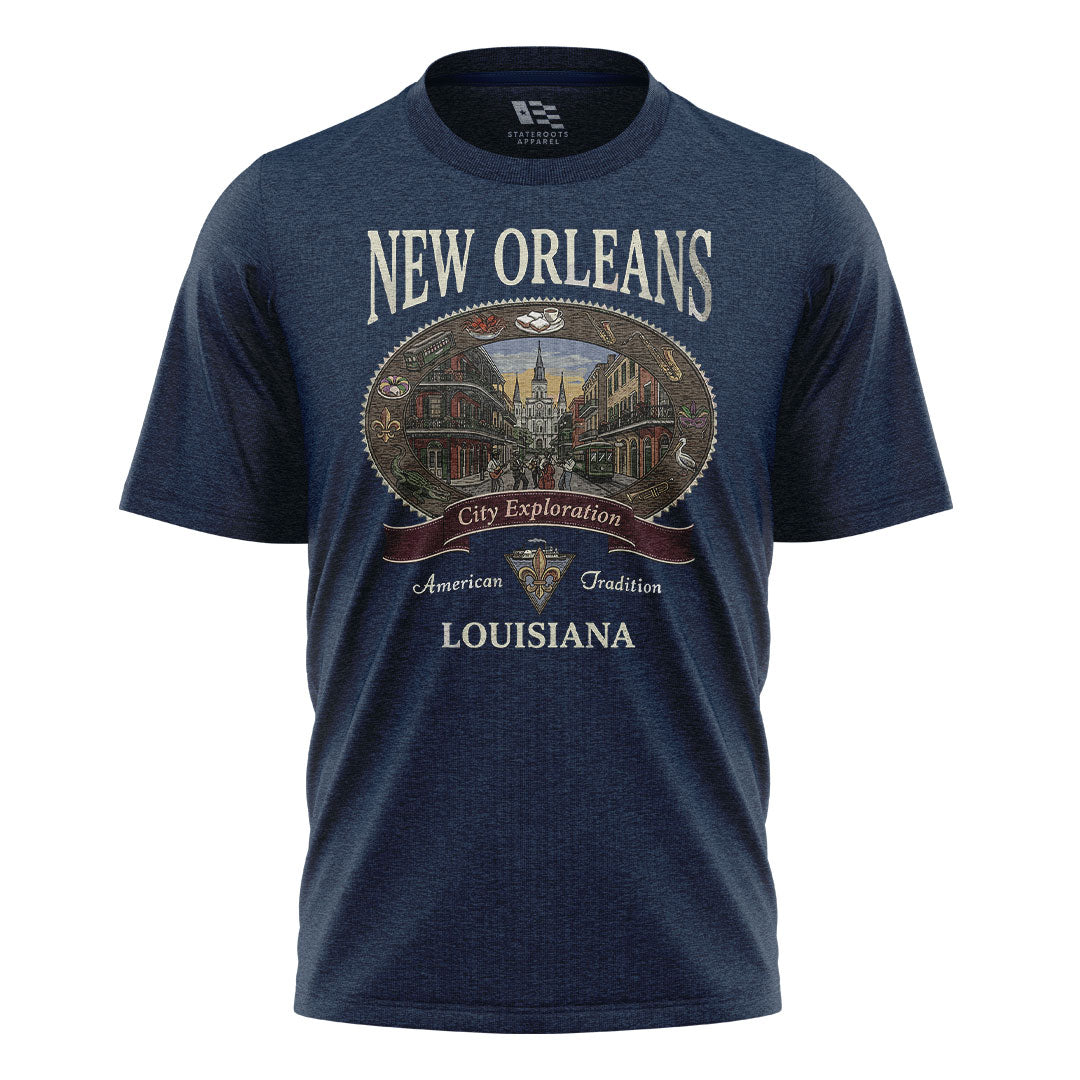 New Orleans French Quarter T-Shirt | City Explore Tee - Navy #1