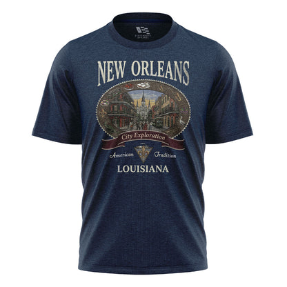 New Orleans French Quarter T-Shirt | City Explore Tee - Navy #1