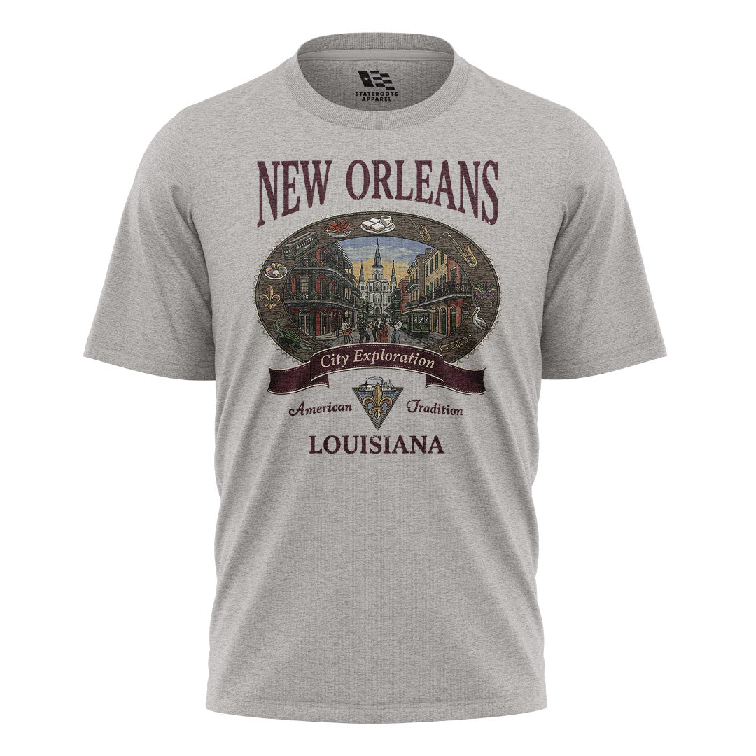 New Orleans French Quarter T-Shirt | City Explore Tee - Sport Grey #1