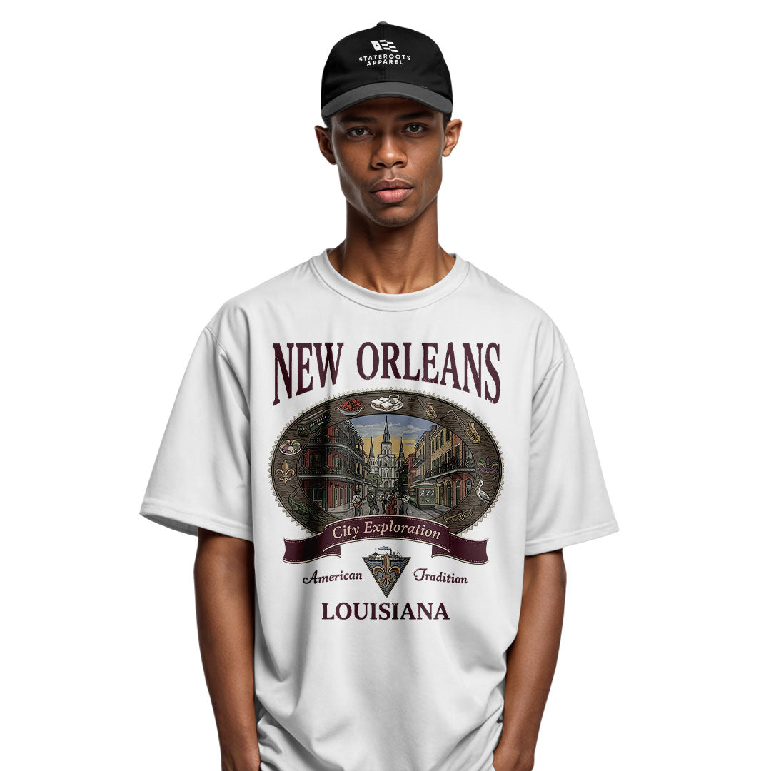 New Orleans French Quarter T-Shirt | City Explore Tee - White #4