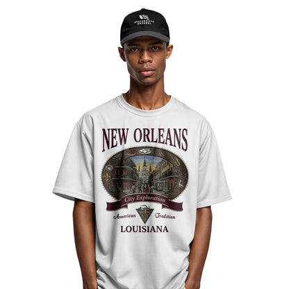 New Orleans French Quarter T-Shirt | City Explore Tee - White #4