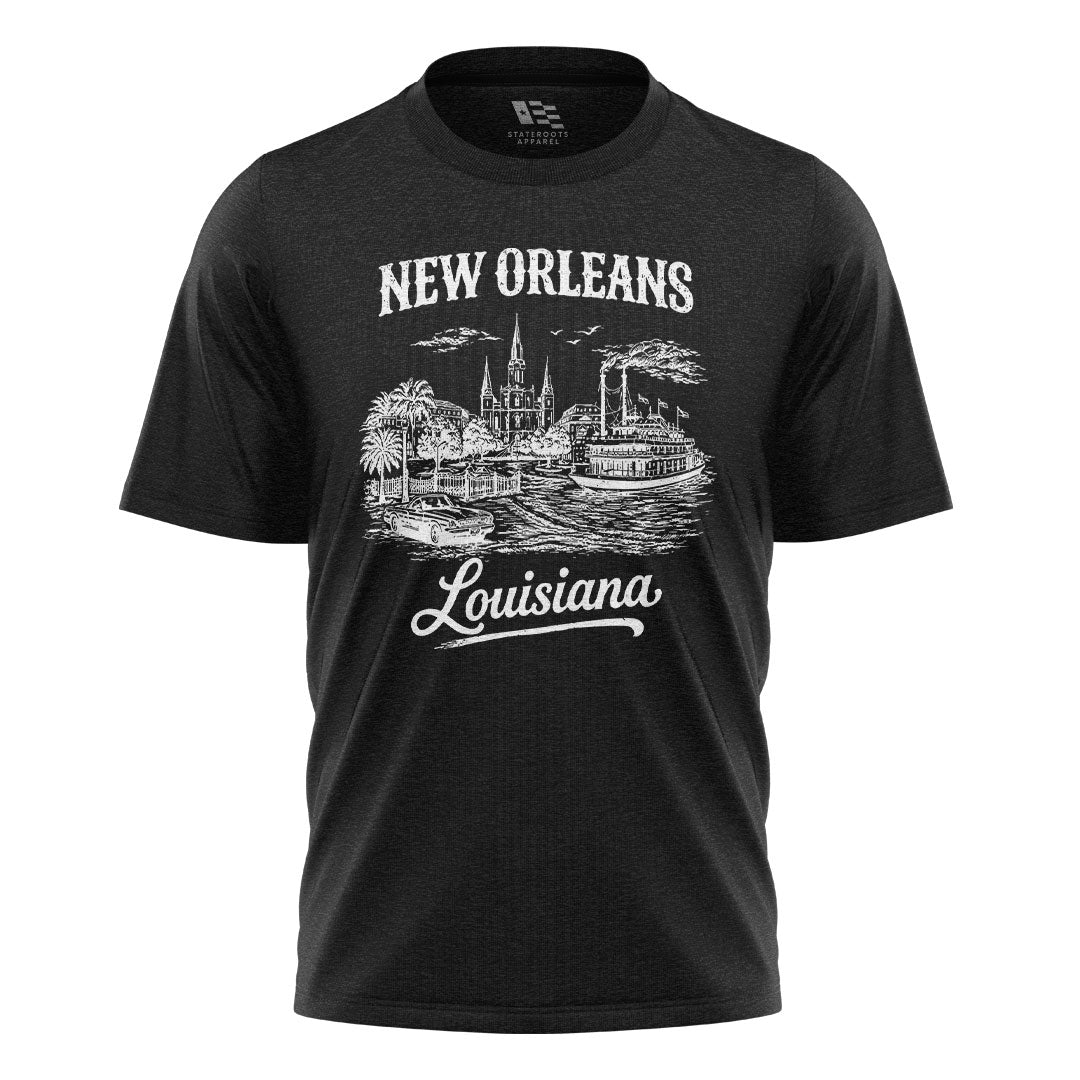 New Orleans Louisiana Skyline T-Shirt | NOLA Tee - Black #1