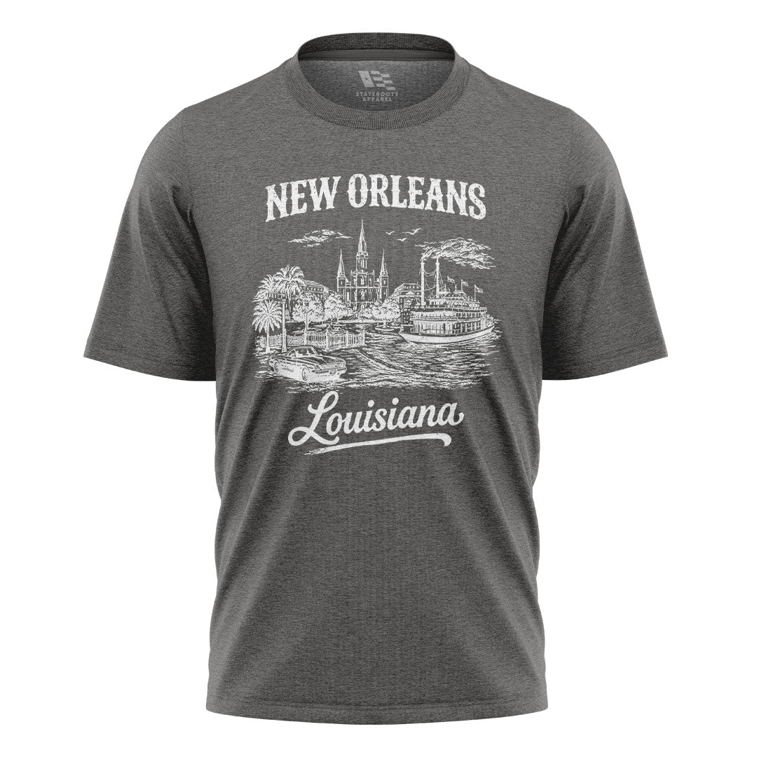 New Orleans Louisiana Skyline T-Shirt | NOLA Tee - Charcoal #1