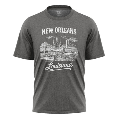 New Orleans Louisiana Skyline T-Shirt | NOLA Tee - Charcoal #1