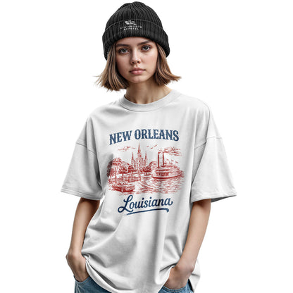 New Orleans Louisiana Skyline T-Shirt | NOLA Tee - Military Green #2