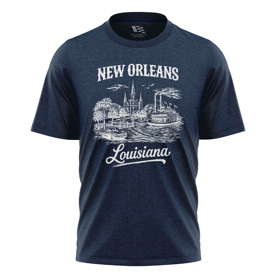 New Orleans Louisiana Skyline T-Shirt | NOLA Tee - Navy #1