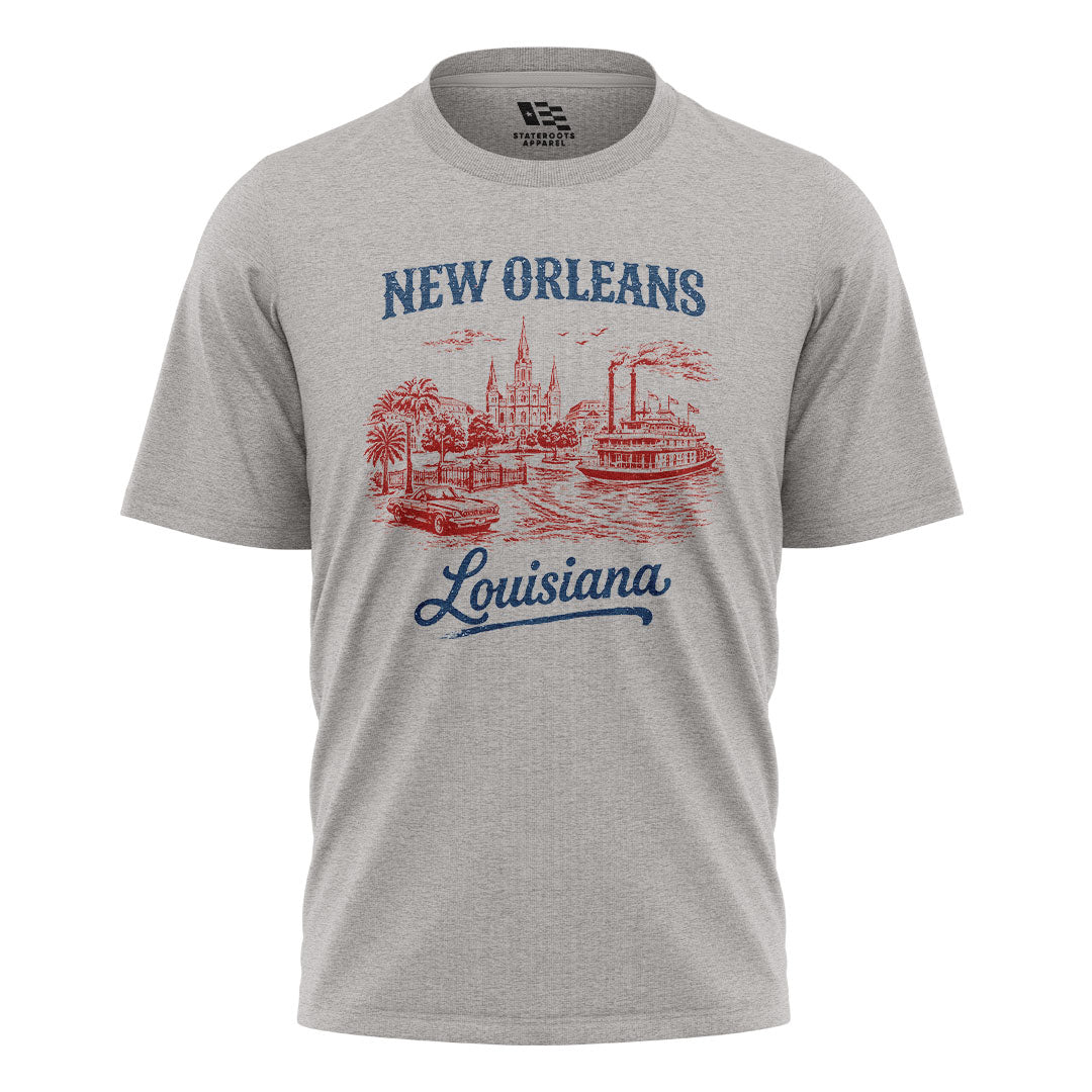 New Orleans Louisiana Skyline T-Shirt | NOLA Tee - Sport Grey #1