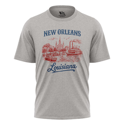 New Orleans Louisiana Skyline T-Shirt | NOLA Tee - Sport Grey #1