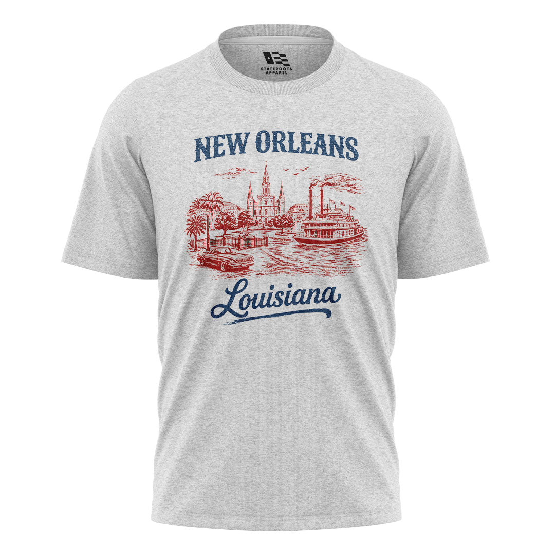 New Orleans Louisiana Skyline T-Shirt | NOLA Tee - White #1